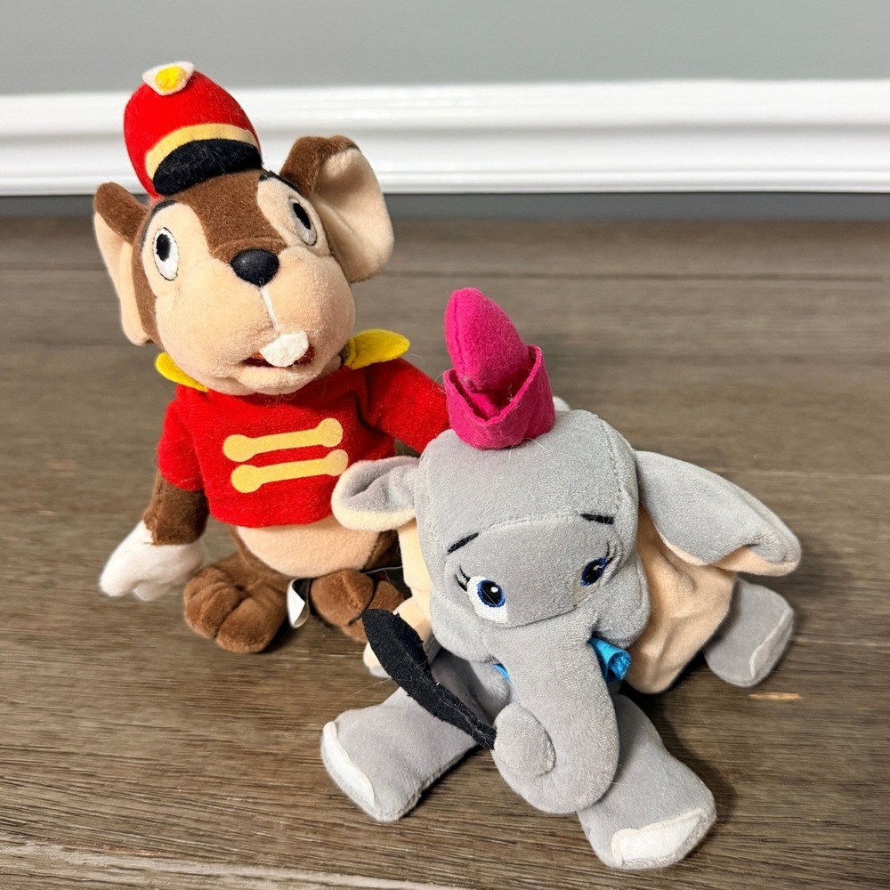 Disney Store Dumbo & Timothy Q Mouse Plush Set Vintage Elephant Mouse